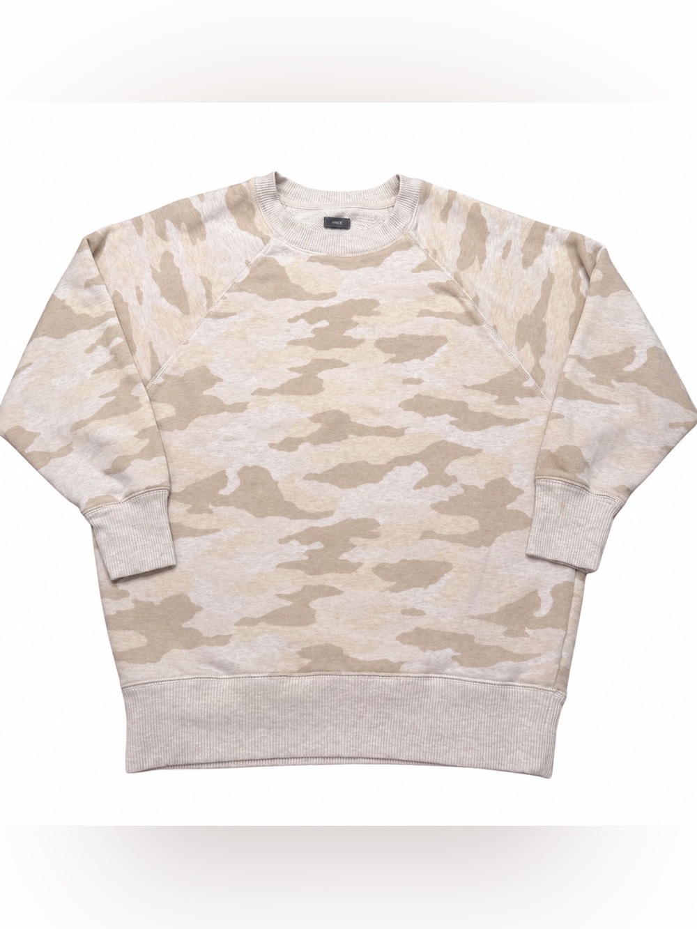Aerie Beige Camo Raglan Crewneck Sweatshirt Size Small